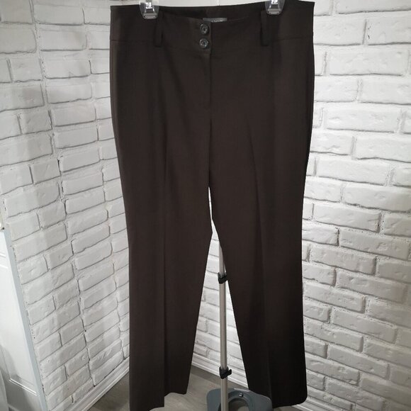 Ann Taylor Margo Ladies Size 12 Dark Brown Straight Legs Dress Pants - Picture 1 of 10